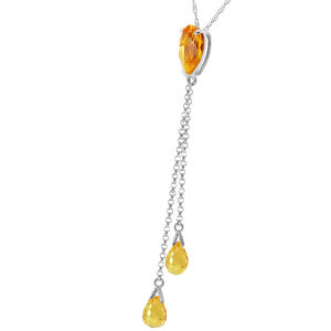 14K. SOLID GOLD NECKLACE WITH CITRINES (White Gold)